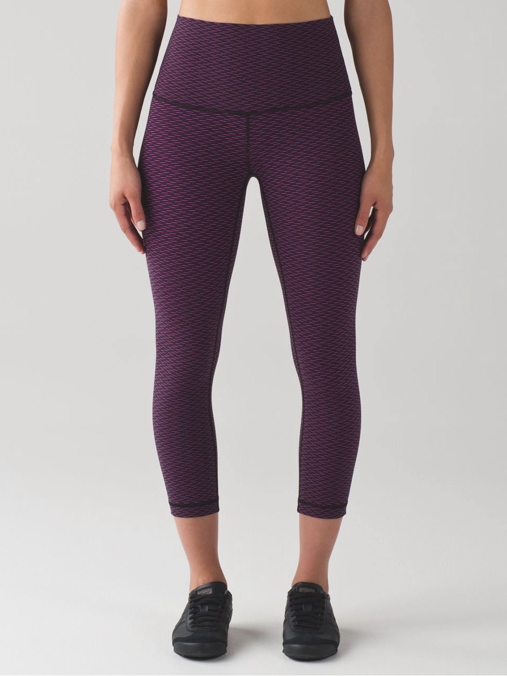 Lululemon Wunder Under Crop Hi-Rise 21" Score Jacquard Black Polar Pink Size 4